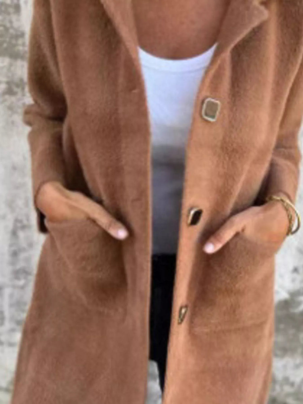 Full Size Button-Down Long Sleeve Longline Coat Plus Size
