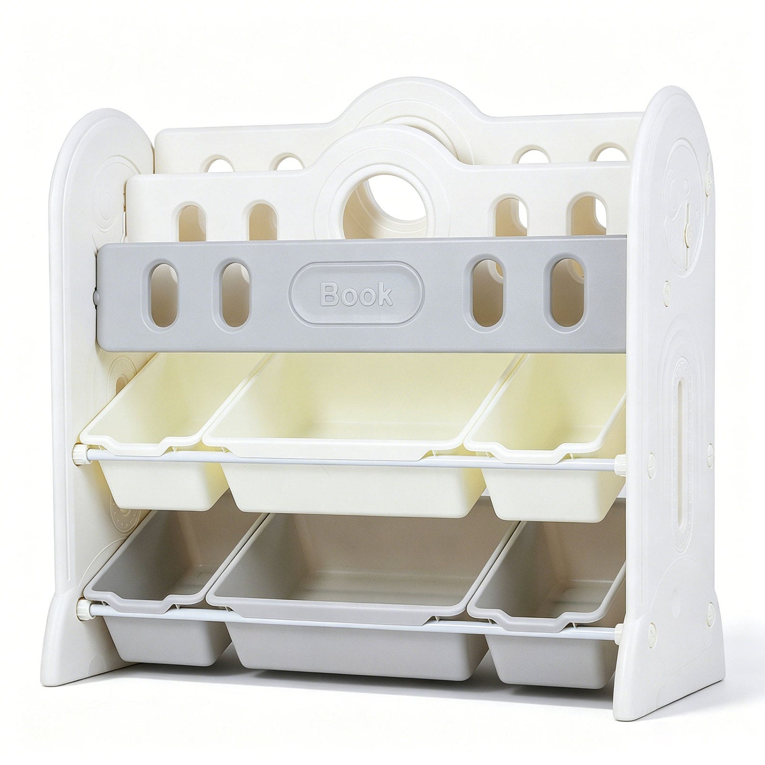 Kids Bookshelf and Toy Storage Organizer with 6 Bins
