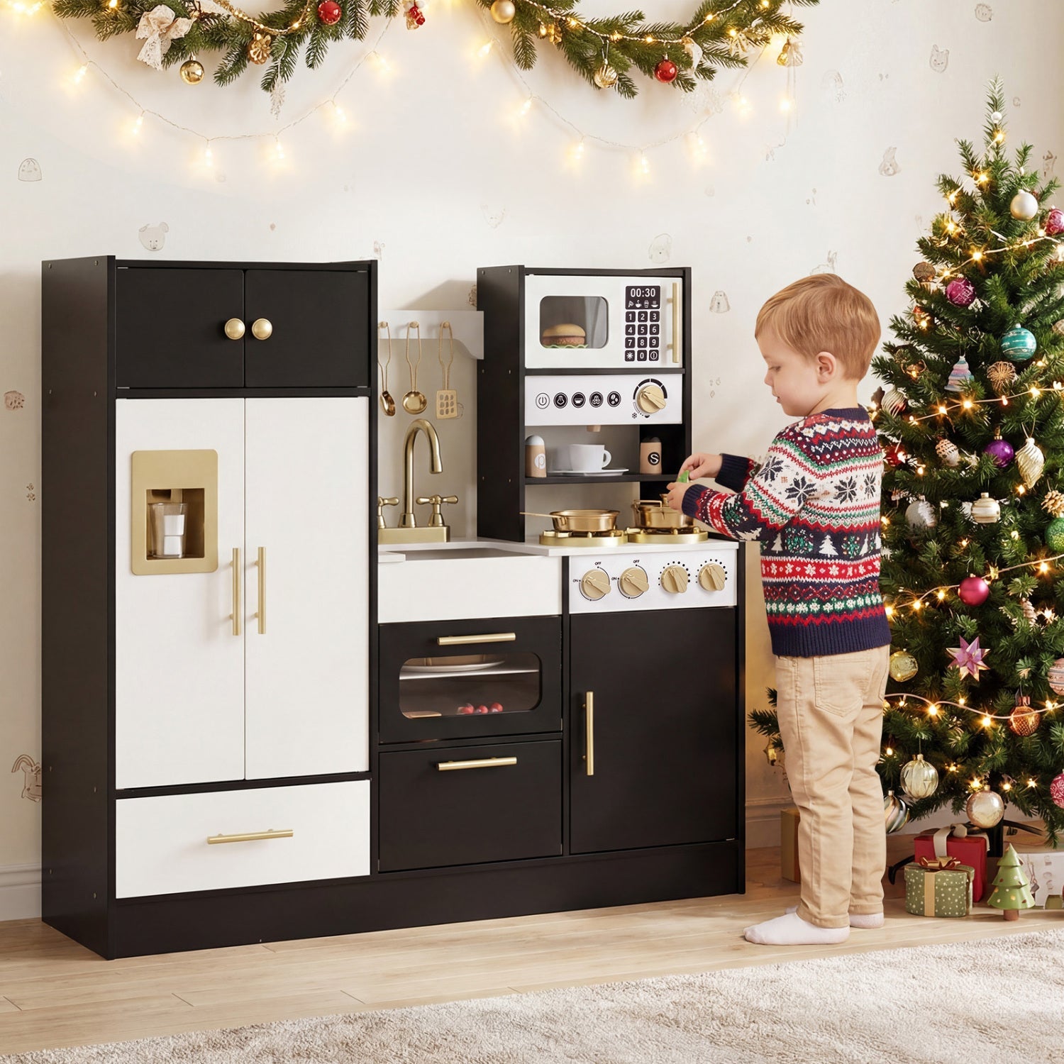 Kids Play Kitchen with Realistic Lights Sounds