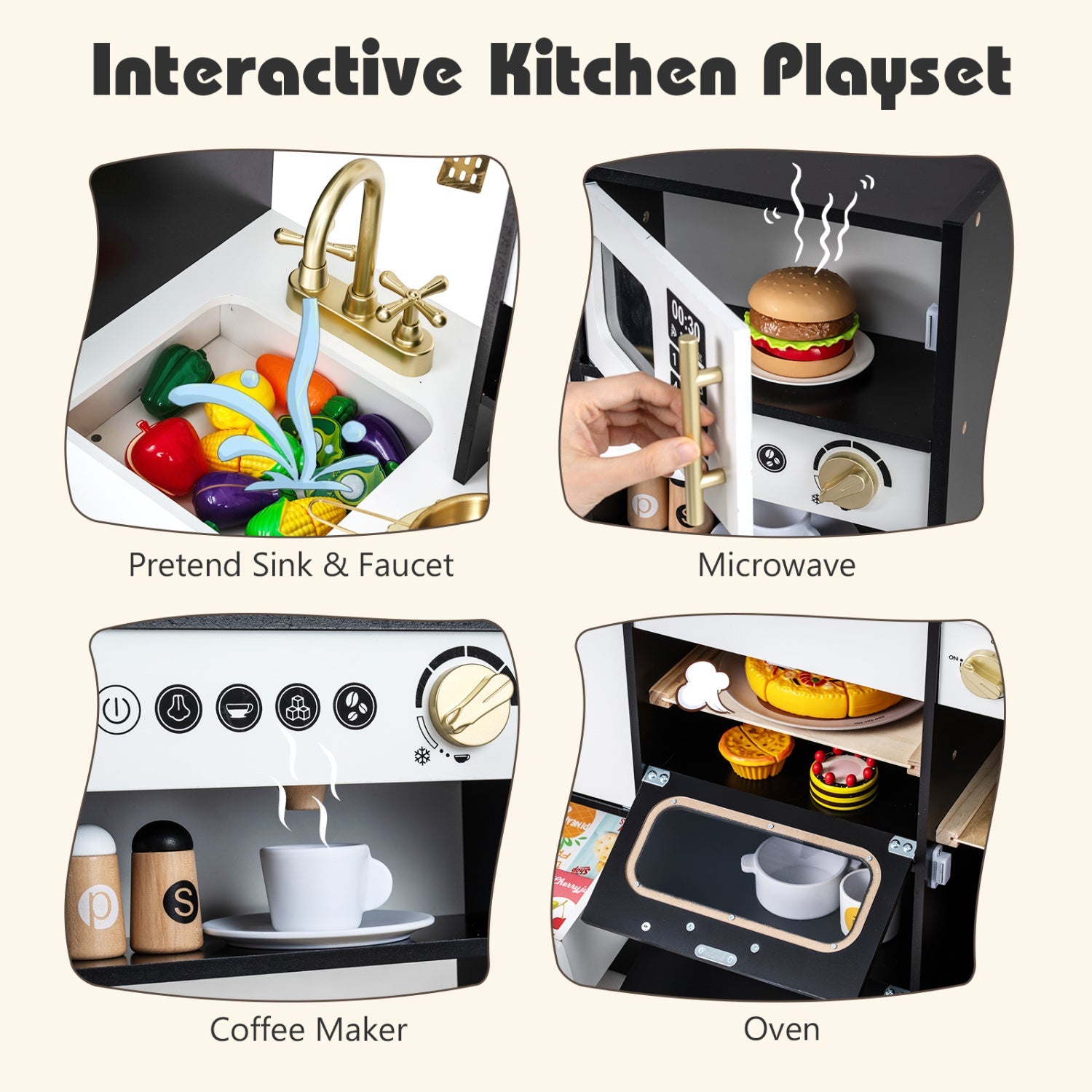 Kids Play Kitchen with Realistic Lights Sounds