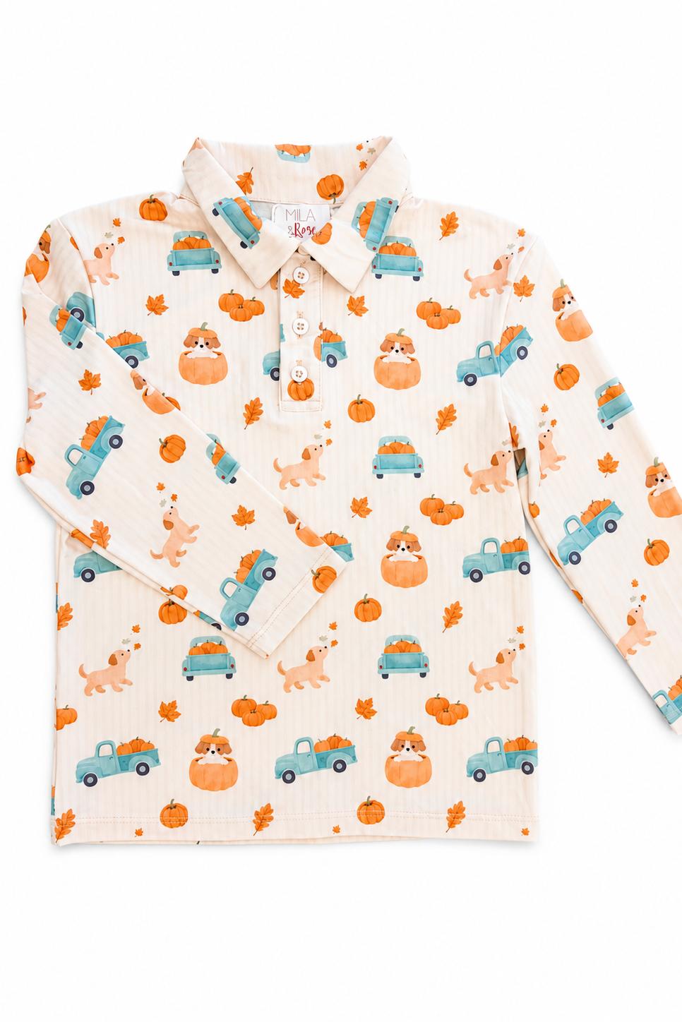 Pumpkin Spice Pups L/S Polo for Boys